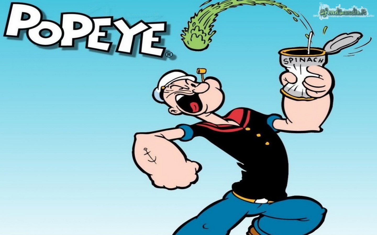 Popeye eating spinach gif